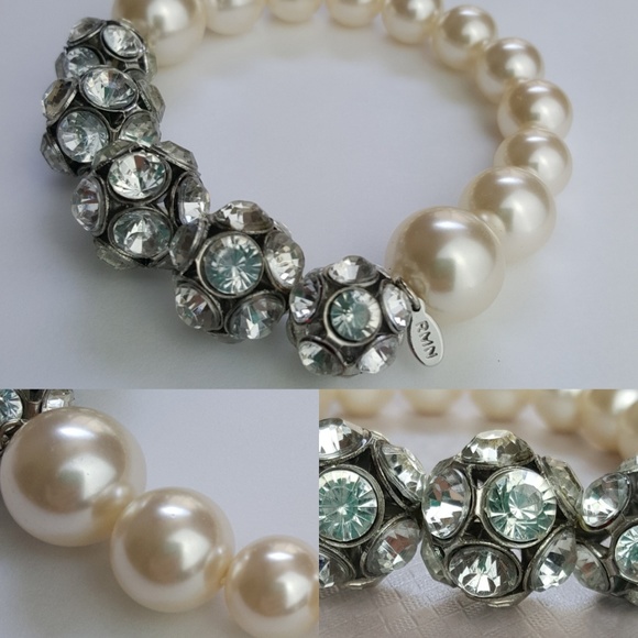 Pearl & Rhinestone Beaded Bracelet NIB - Picture 5 of 8